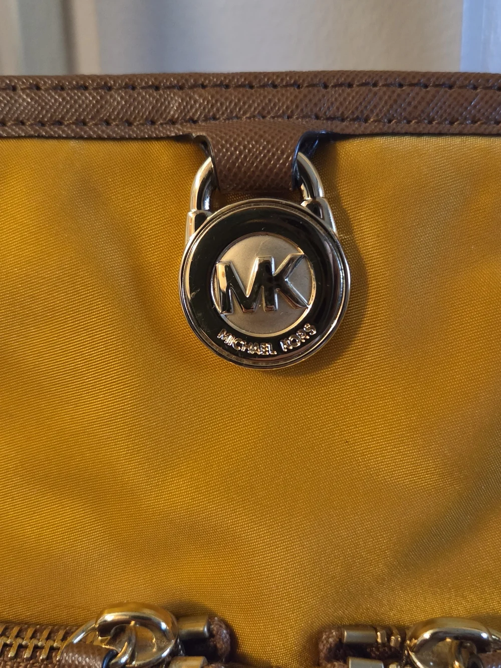 Michael Kors Yellow Tote Bag with Brown Trim - Picture 2 of 5